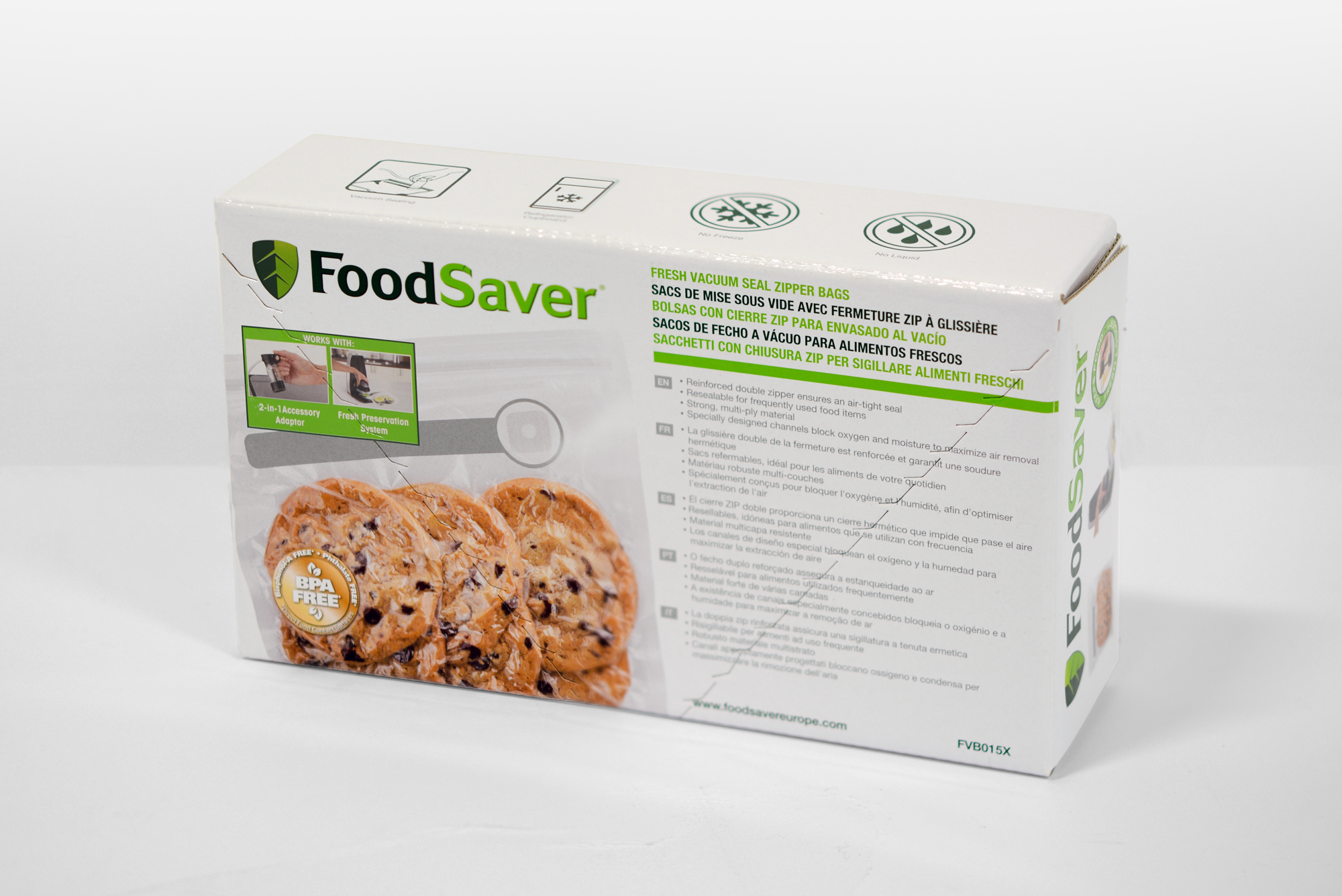 Caja de 20 bolsas Foodsaver Zip reutilizables tamaño grande
